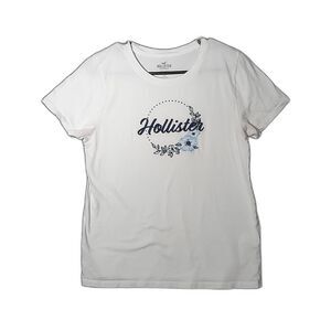 Hollister White Floral Women's T-Shirt Tee Shirt